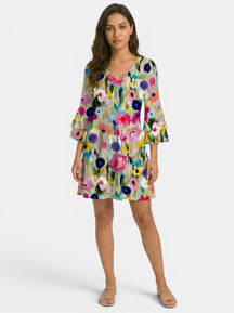 Robe mini à imprimé floral col V légère et estivale pour femme