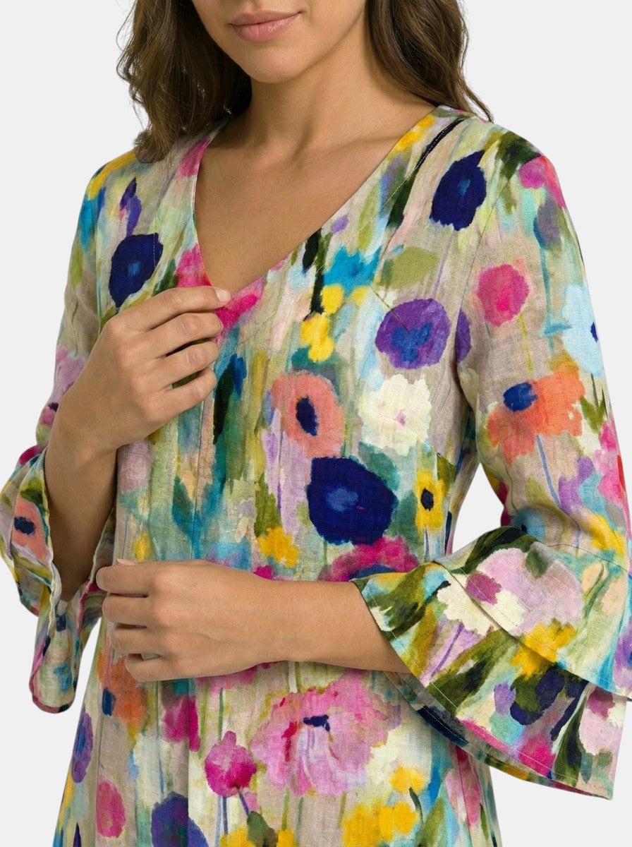 Robe mini à imprimé floral col V légère et estivale pour femme