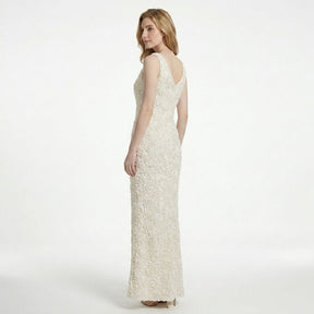 Robe mini texturée motif floral décolleté en V sans manches pour mariages