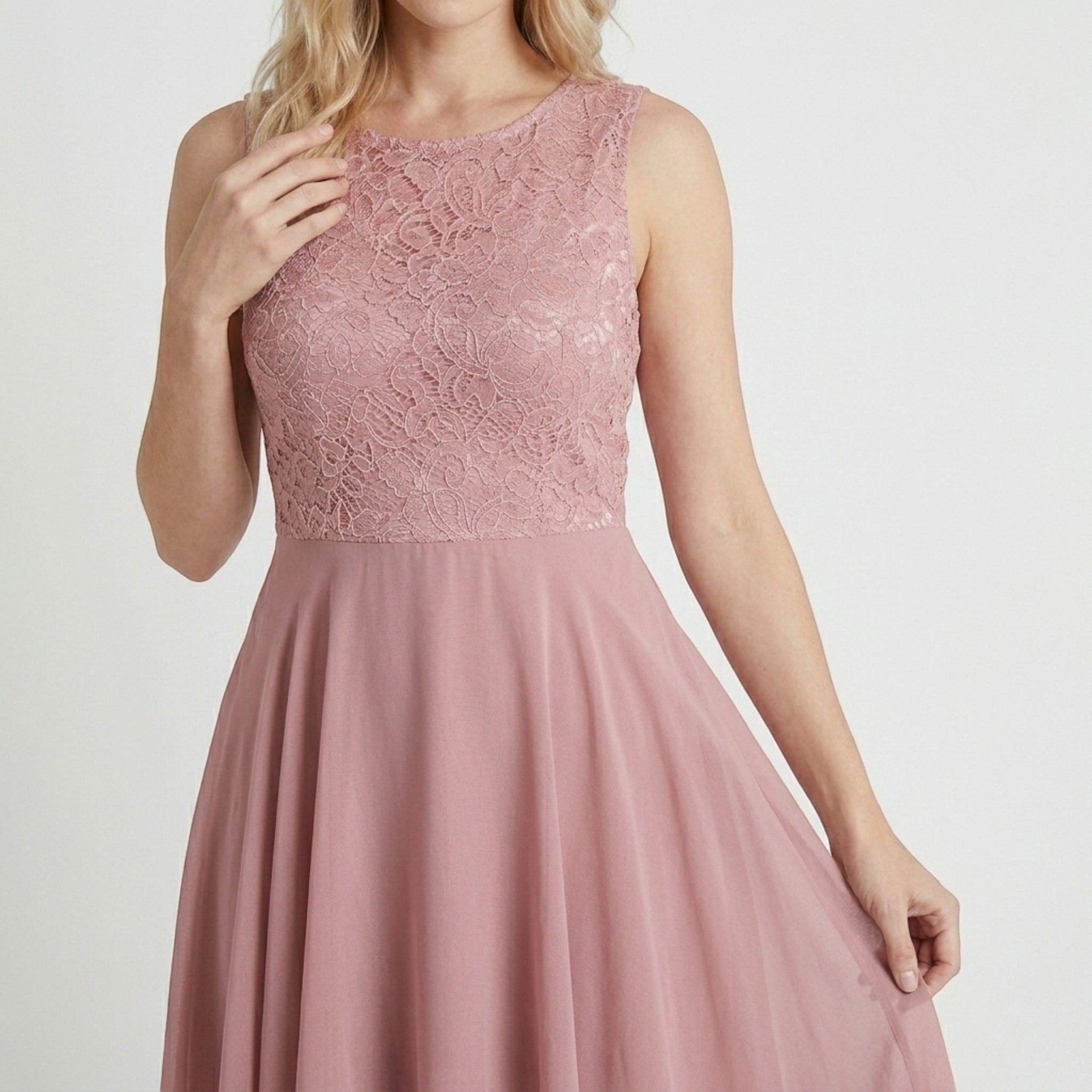 Robe fluide asymétrique sans manches femme élégante soirée longueur midi
