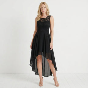 Robe fluide asymétrique sans manches femme élégante soirée longueur midi