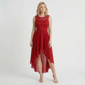 Robe fluide asymétrique sans manches femme élégante soirée longueur midi