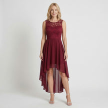 Robe fluide asymétrique sans manches femme élégante soirée longueur midi
