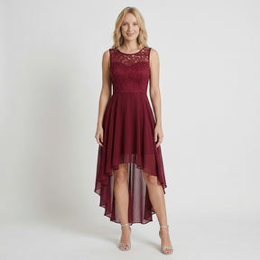 Robe fluide asymétrique sans manches femme élégante soirée longueur midi