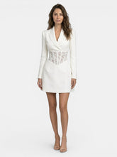 Robe mini corset en dentelle style blazer manches longues sophistiquée femme