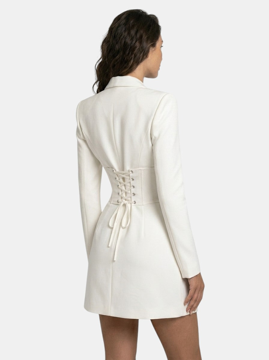 Robe mini corset en dentelle style blazer manches longues sophistiquée femme