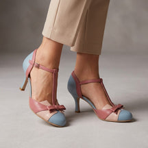 Sandales à talon en cuir élégantes semelle rembourrée slip-on raffinées femme