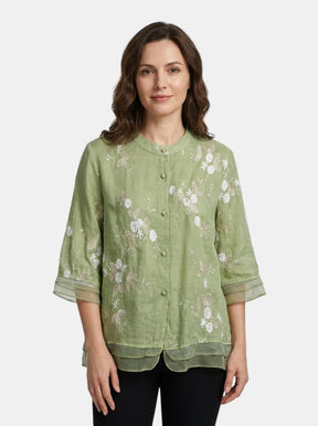 Blouse en coton légère broderies florales femme coupe ample estivale chic