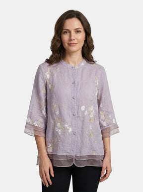 Blouse en coton légère broderies florales femme coupe ample estivale chic