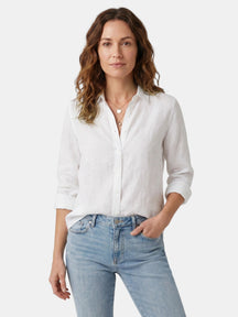 Chemise en lin légère boutonnée col lavallière coupe décontractée femme