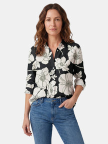 Chemise en lin légère boutonnée col lavallière coupe décontractée femme