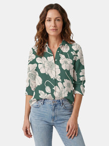 Chemise en lin légère boutonnée col lavallière coupe décontractée femme