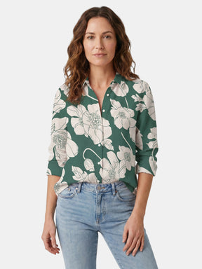 Chemise en lin légère boutonnée col lavallière coupe décontractée femme