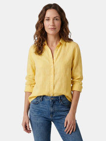 Chemise en lin légère boutonnée col lavallière coupe décontractée femme