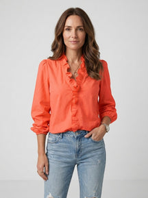 Blouse légère femme encolure volantée manches bouffantes style romantique féminin