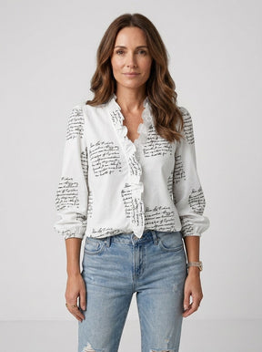 Blouse légère femme encolure volantée manches bouffantes style romantique féminin