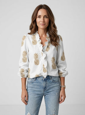 Blouse légère femme encolure volantée manches bouffantes style romantique féminin