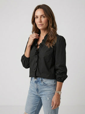 Blouse légère femme encolure volantée manches bouffantes style romantique féminin