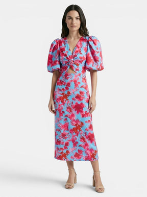 Robe midi moderne femme gainante élégante pour invitée de mariage