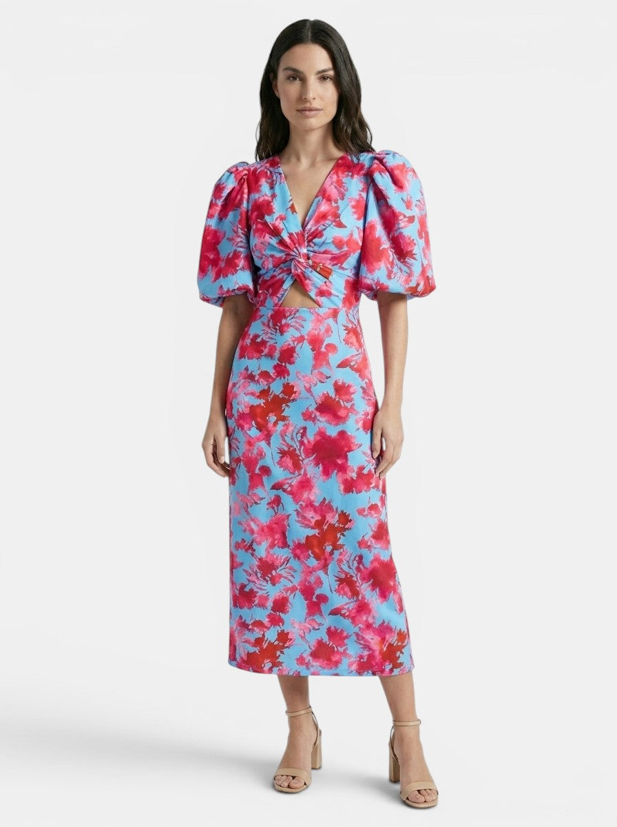 Robe midi moderne femme gainante élégante pour invitée de mariage