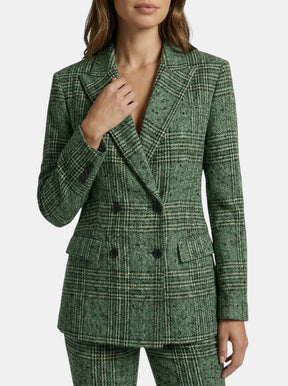 Costume à carreaux femme blazer croisé et pantalon droit élégant