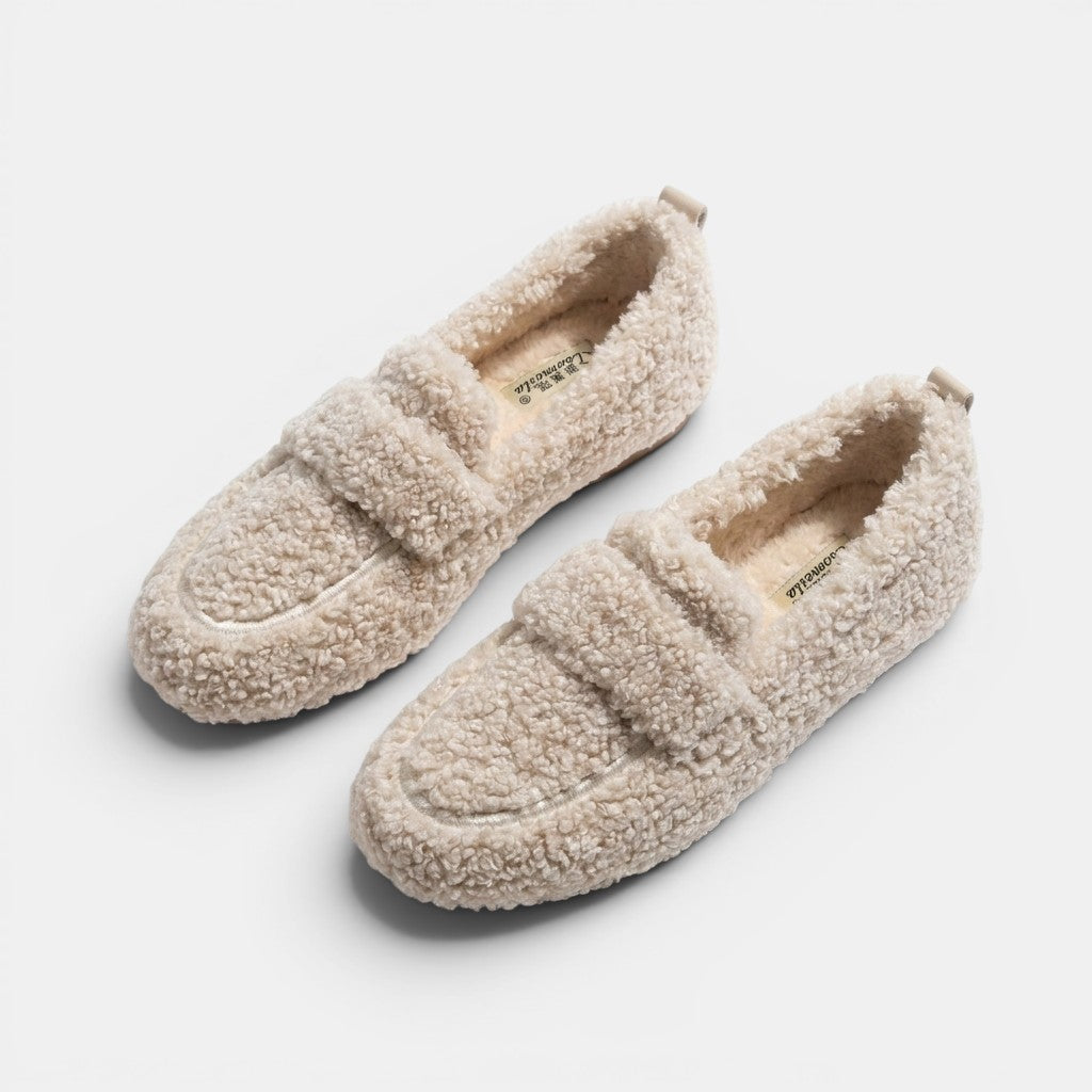 Mocassins en tissu doux chaussons d'intérieur cosy doublure moelleuse femme