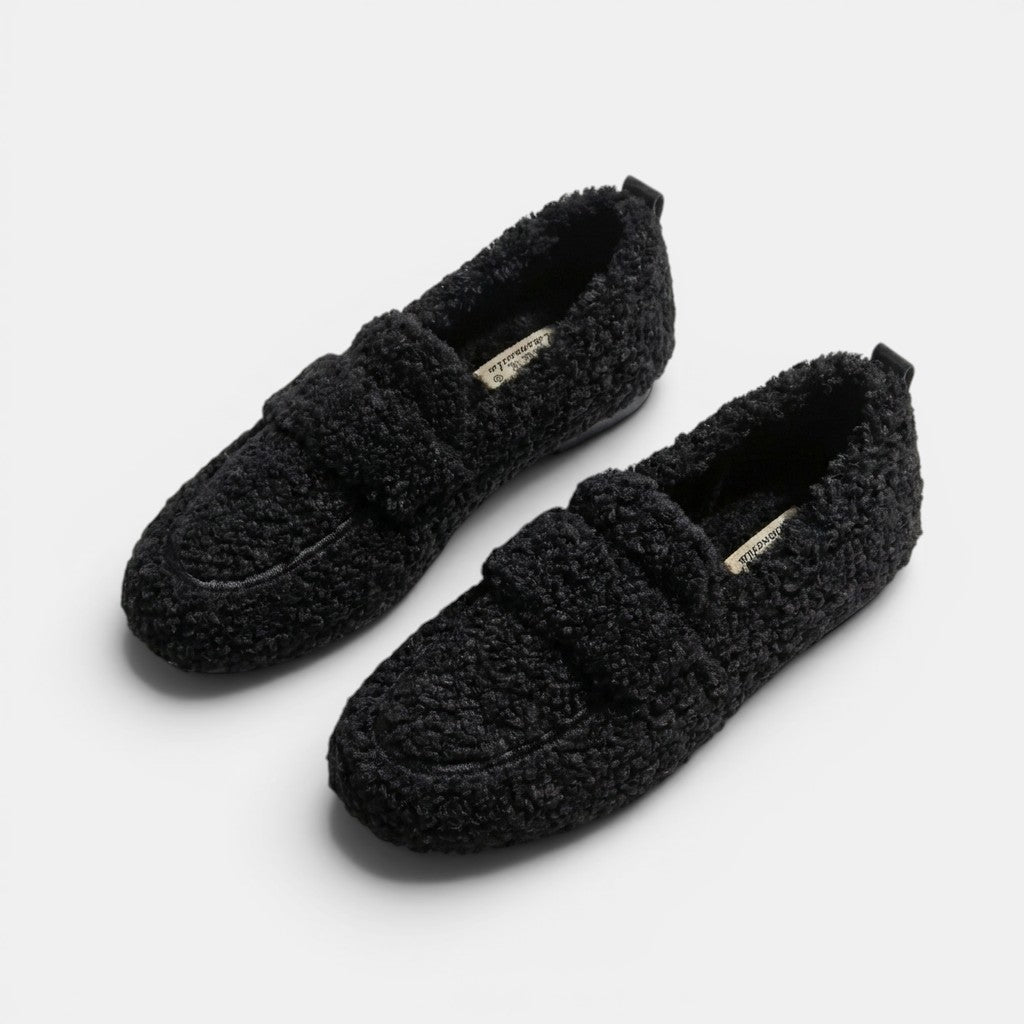 Mocassins en tissu doux chaussons d'intérieur cosy doublure moelleuse femme