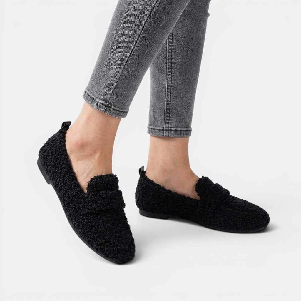 Mocassins en tissu doux chaussons d'intérieur cosy doublure moelleuse femme