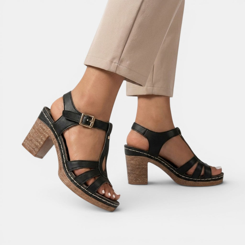 Sandales à talon bloc minimalistes femme semelle rembourrée élégance estivale premium