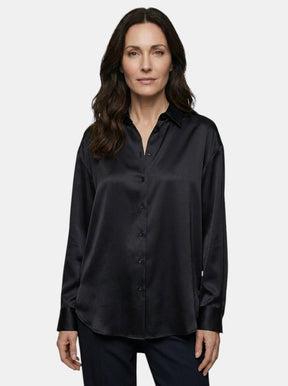 Blouse satinée coupe décontractée drapé fluide éclat subtil femme
