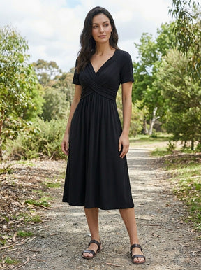 Robe midi ligne A fluide avec maintien du ventre pour femme
