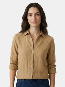 Blouse drapée manches longues col cranté coupe décontractée femme élégante