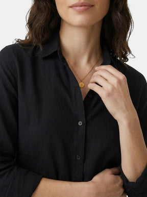 Blouse drapée manches longues col cranté coupe décontractée femme élégante