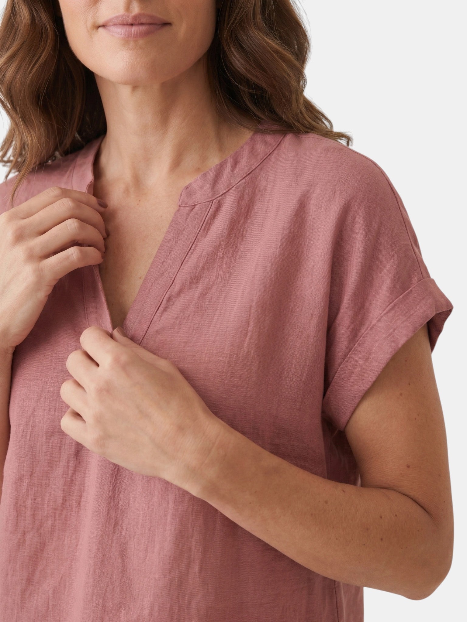 Blouse blanche en tissu doux col V décontractée légère pour femme