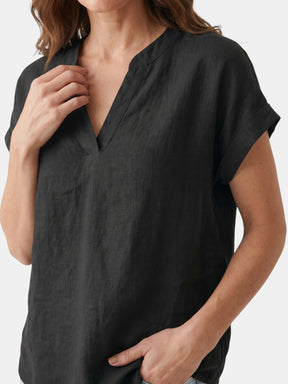 Blouse blanche en tissu doux col V décontractée légère pour femme