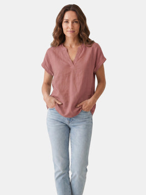 Blouse blanche en tissu doux col V décontractée légère pour femme