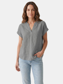 Blouse blanche en tissu doux col V décontractée légère pour femme