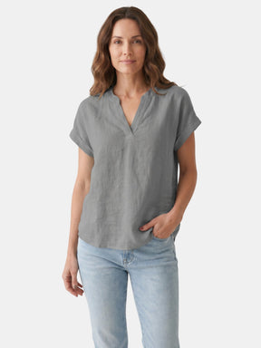 Blouse blanche en tissu doux col V décontractée légère pour femme