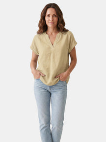 Blouse blanche en tissu doux col V décontractée légère pour femme
