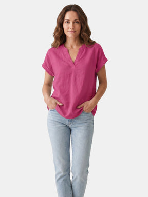 Blouse blanche en tissu doux col V décontractée légère pour femme