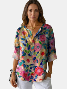 Blouse fleurie légère femme motif floral délicat coupe décontractée estivale