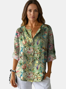 Blouse fleurie légère femme motif floral délicat coupe décontractée estivale