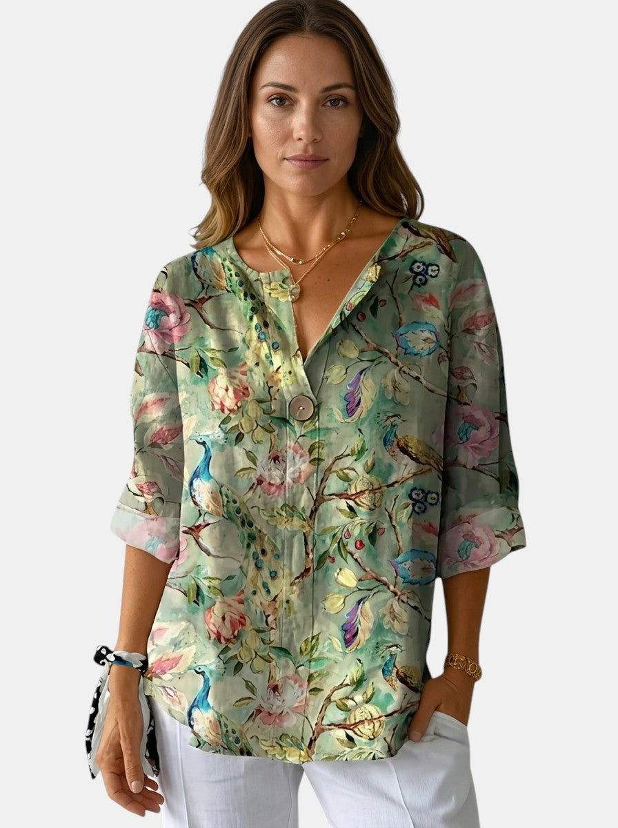 Blouse fleurie légère femme motif floral délicat coupe décontractée estivale