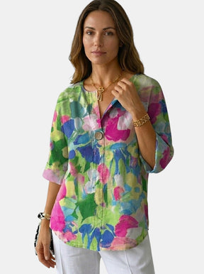Blouse fleurie légère femme motif floral délicat coupe décontractée estivale