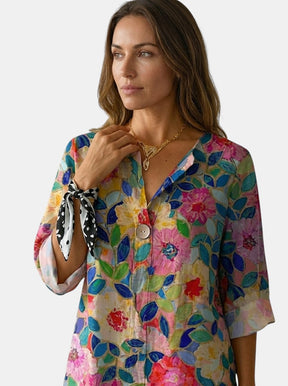 Blouse fleurie légère femme motif floral délicat coupe décontractée estivale