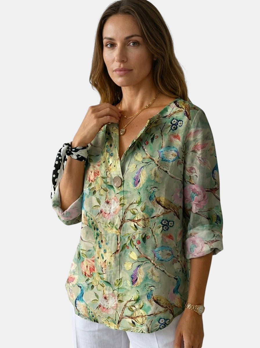 Blouse fleurie légère femme motif floral délicat coupe décontractée estivale