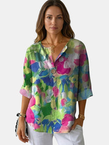 Blouse fleurie légère femme motif floral délicat coupe décontractée estivale