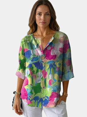 Blouse fleurie légère femme motif floral délicat coupe décontractée estivale