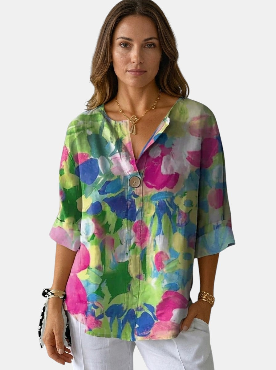Blouse fleurie légère femme motif floral délicat coupe décontractée estivale