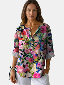 Blouse fleurie légère femme motif floral délicat coupe décontractée estivale